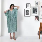 Women Cotton Kaftan Maxi Dress Beachwear Women Gown Caftan Long Bath Robe