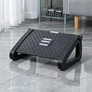 Adjustable Height Foot Rest Under Desk at Work - 6 Height Sturdy Office Footrest - Non Slip Bottom - Straighten Back & Hip & Leg , Foot Stool with Firm Non-Slip Legs for Home Office (Black triangle edge)