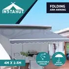 Instahut Folding Arm Awning Outdoor Awning Patio Retractable 4Mx2.5M PearlGrey