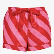 NEW PETER ALEXANDER WOMENS PINK RED STRIPED SHORTS XL RRP$59.95 POLY SATIN