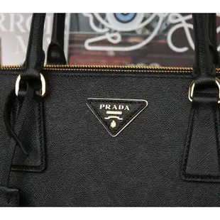 Prada 1BA274 倒三角標 Saffiano 小牛皮大款 Galleria 殺手包 黑色