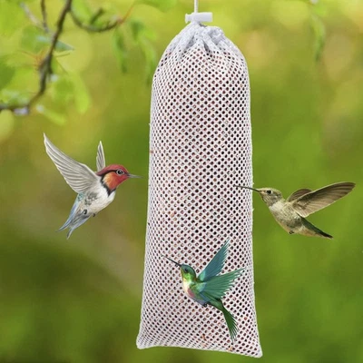 10 Pcs Mesh Bird Feeder Hanging Finch Feeding Bag Sturdy Thistle Seed xidLE