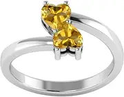 [Shine Jewel] Designer Heart Shape Citrine Gemstone 92.5 Sterling Silver Wedding Ring