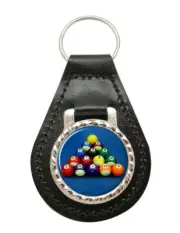 Racked Pool Balls Leather Key Fob
