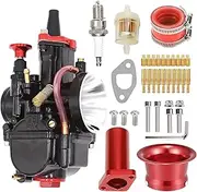 MTRPARTS Predator 212 Carburetor - PWK 28mm Carburetor for Powersports - Upgraded 212 Predator Carburetor, Superior 196cc CT200U Mini Bike Carburetor (red)