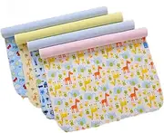 4 Pack M.V Baby Toddler 3 Layers Waterproof Bamboo Cotton Changing Pads Washable Resuable Nappies Liners Mats (4 Pack-45x35)