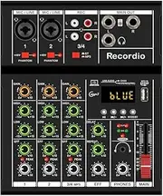 Xunweiad -A4 Professional Portable Digital Dj Console with USB Mixer Border Live Singing 4 Channel Audio Mixer Black