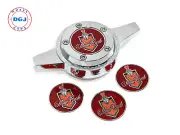 Monte Carlo Candy Red on Chrome Lowrider Wire Wheel Metal Chips Emblems S2