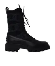 shearling-logo combat boots 37 black