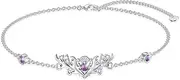 [ABIGY] Scottish Thistle Bracelets 925 Sterling Silver Flower Bracelets Purple Bracelets for Women, 0,71 * 0,3 Zoll, Sterling Silver, No Gemstone