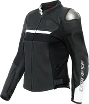 Dainese Rapida, leather jacket perforated women , color: Matt-Black/Matt-Black/White , size: 44
