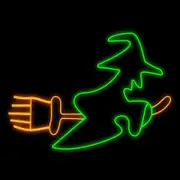 Witch on Broom Rope Light Motif 1.4m