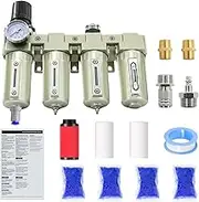 3/4" NPT Industrial Grade 4 Stage Air-Dryer-for-Compressor, Air-Compressor-Water-Separator-System for Plasma Cutter and Paint Spray, 3Filter&1Dryer System,Auto Drain