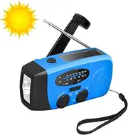 Weather Radio - Solar Powered, Portable Am/fm Radio | 2000mah Power Bank with USB Charging, Led Flashlight, Hand Crank Generator, Ipx3 Waterproof, Sos Alert for Survival, Hiking, and Power Outage.