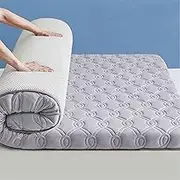 Latex Mattresses Thicken Japanese Floor Futon Mattress 6cm(2.36In) Home Bedroom Soft Tatami Mat Dormitory Student Sponge Bed Mat(Gray-A,90 * 190CM)
