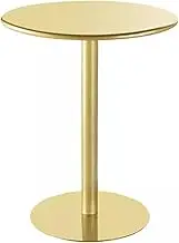 Modern Round Dining Table, Small Side Table End Table Outdoor Furniture Table, Height Bistro Pub Table Cocktail Table with Fixed Tabletop and Stable Base, Gold(40x50cm)