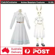 Anime Beastars Haru Cosplay Costume White Rabbit Fancy Uniform Long Sleeve Dress