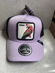 New Basics Cap SnapBack Parrot Animal Patch Cap Trucker Mesh Hat, Purple & Black