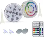 2pcs Magnetic Suction Cup Diving Lamp,Submersible LED Lights,16 Colors Hot Tub Lights，Waterproof Pond Lights,for Aquarium, Bathtub, Pool or Spa