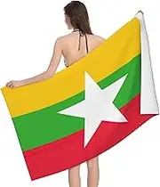 VPPUR Flag of Myanmar Print Camping Bath Towel 52 x 32 in Soft Highly Absorbent Quick Dry Towels for Bathroom