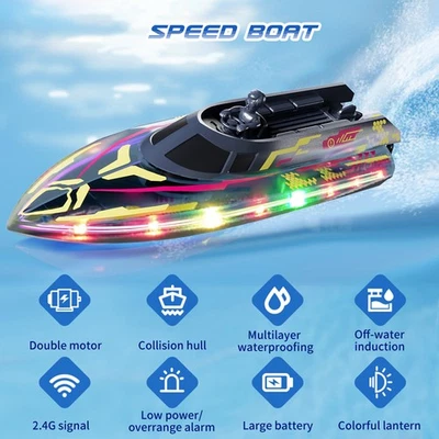 Remote Control Boat For Pools And Lakes 2.4G Speed Boat Toy With LED IJXM