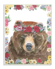 Stupell Flower Friends Bear by Emily Adams