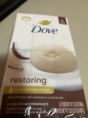 6 pack Dove Beauty Bar Soap Restoring Coconut & Cocoa Butter