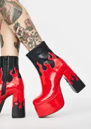 [Sugar Thrillz] Cherry Ring Of Fire Platform Boots