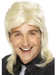Classic Blonde Mullet Mens 80s Costume Wig