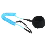 7.8ft x 7.2mm Surfboard Leash, Coiled Leashes with Plug Wrist String Rope, Blue