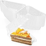Goiio 100 Pieces Cake Slice Plastic Containers, 5 Inches Hinged Lid Cheese cake Container, for Home, Bakery and Cafe