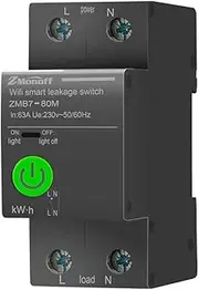 2P Circuit Breaker APP WiFi Enab Circuit Breaker Electricity Statistics Leakage Switch with Leakage Protection Overvoltage and Undervoltage Protection Mobile Phone Remote Control for Black