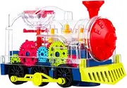 Berry President Transparent Electric Gear Train Toy with Flashing Lights and Music,Battery Operated Bump & Go Action Toy,Multicolored