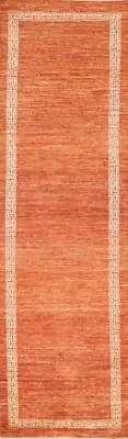 2'x9' Bordered Gabbeh Kashkoli Afghan Runner Rug Hand-knotted Staircases Carpet