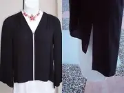 BCBG Max Azria NEW black & white chiffon top shirt size XS HOLIDAY XMAS blouse