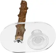 Abaodam Natural Wood Platform with Suction Cup for Parrots Budgies and Cockatiels Easy Disassembly for Travel and Home Use Safe Textured Surface for Secure Standing