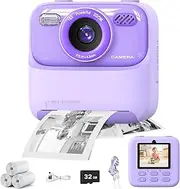 PAIFIEVD Kid Camera Instant Print Photo, Birthday Gifts for Girls and Boys, Kids Digital Camera Toys, 1080P HD Video