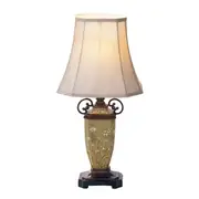 Lisa 1 Light Medium Table Lamp in Green/Bronze Finish with Beige Shade