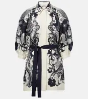 [Alemais] Alémais Mickey floral linen shirt dress UK 8 white