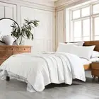 100% Cotton Quilt Set Queen Size, White Pre-Washed 3-Piece Bedspread Coverlet...