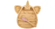 Citron Bamboo Divided Plate with Unicorn Spoon