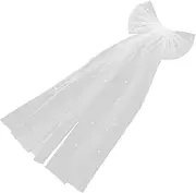 [PACKOVE] Elegant Bridal Hair Bow Clip with Faux Pearl Bow for Weddings Bridal Showers and Engagement Photoshoots Lightweight and Comfortable Hair Accessory for Brides