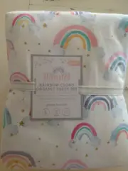 Pottery Barn Kids Queen RAINBOW CLOUD Organic Flannel COTTON