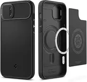 SPIGEN Optik Armor (MagFit) Case Designed for Apple iPhone 14 Plus (2022)[6.7-inch] MagSafe Compatible Magnetic Ring Camera Protector Slide Cover - Black