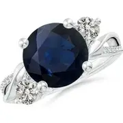 Sapphire and Diamond Twisted Vine Ring