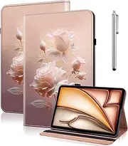 Case for Samsung Galaxy Tab A9 Plus / A9+ 5G 11 Inch 2023 (SM-X210/X216/X218), PU Leather Flip Stand Tablet Cover - Ceramic Roses