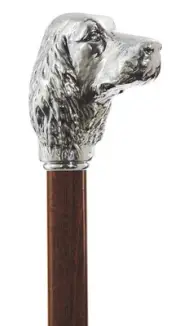 COCKER SPANIEL WALKING STICK - WALKING CANE - SILVER PLATED - MADE IN ITALY