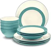 [Noritake] Colorwave Turquoise 12-Piece Coupe Dinnerware Set, Service for 4