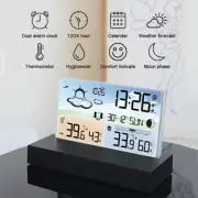 Digital Alarm Clock Date Temperature Humidity Weather Forecast Station w/ Sensor