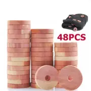 48pcs Natural Cedar Wood Moth Repellent Rings Hanging Clothes Insects Deterrent